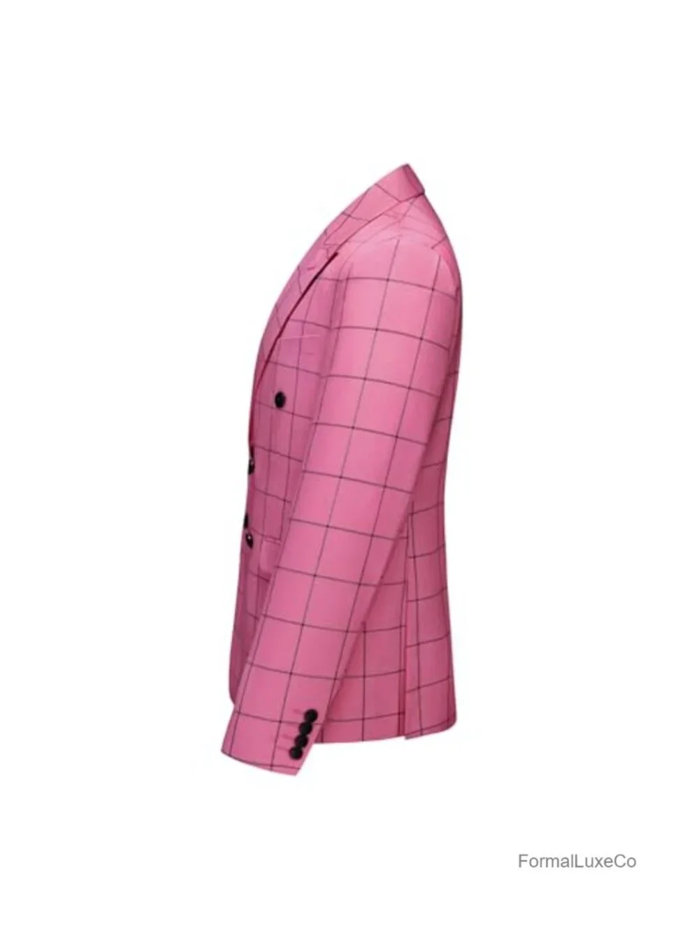 Men's Plaid Double Breasted 2-Piece Suit Set with Jacket & Pants for Prom